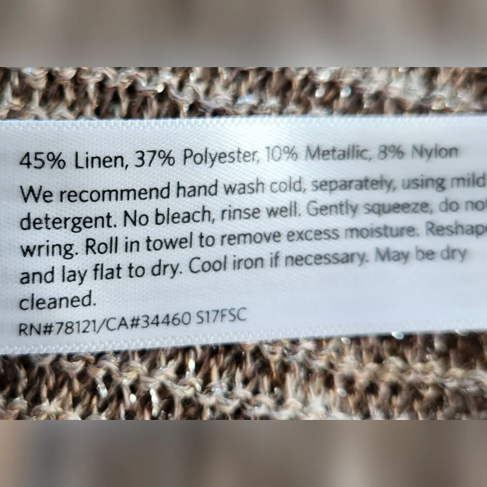 Eileen Fisher Cream Metallic Chainmail Tunic sweater Size L - Picture 6 of 6